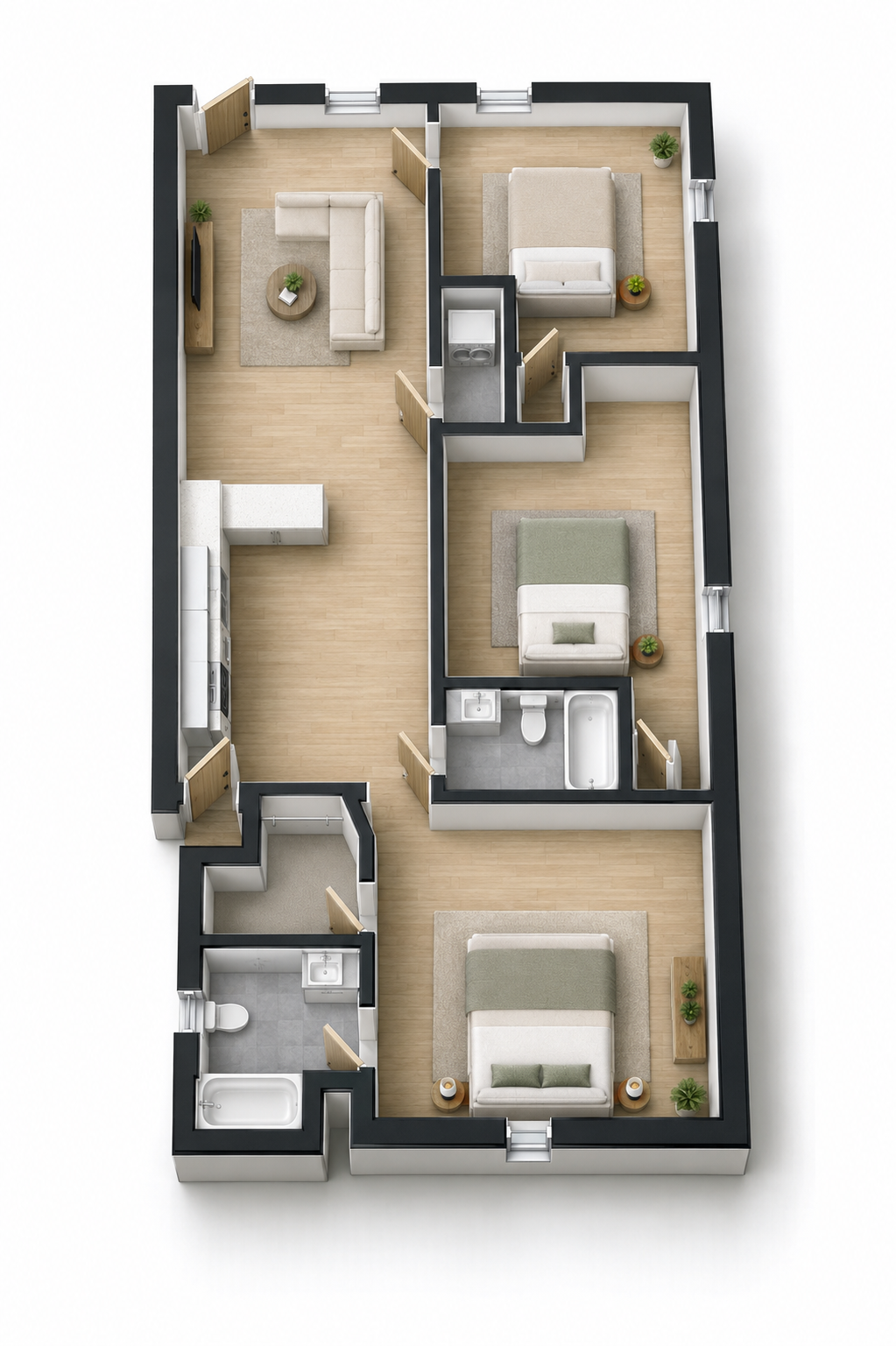 Illustrative 3D layout — 1080 Sherman St